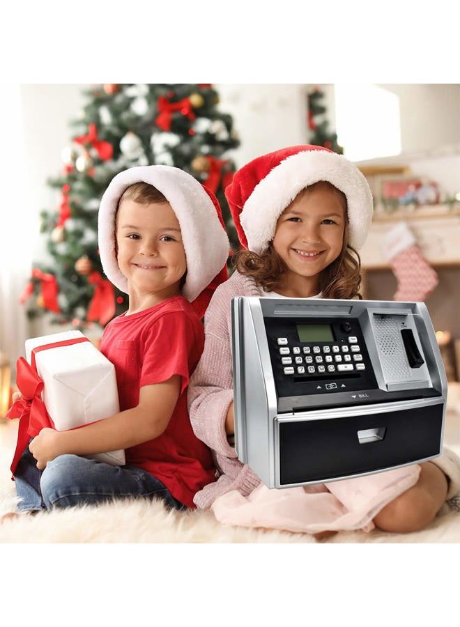 Like Talking ATM Savings Bank, Digital Piggy Bank, ATM Money Coins Machine for Kids Birthday Gift (Silver/Black) - Image 2